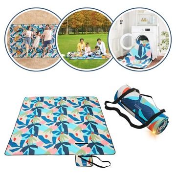 DUŻY KOC NA PLAŻĘ, PIKNIK, PODRÓŻNY, PLAŻOWY- MATA 200x300 WODOODPORNY