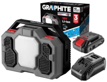 ГРАФИТОВАЯ КОНСТРУКЦИЯ РАДИО BLUETOOTH LED 18V + 2Ah