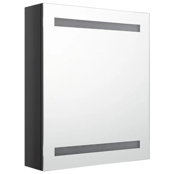 vidaXL Szafka łazienkowa z lustrem i LED, lśniąca czerń, 50x14x60 cm