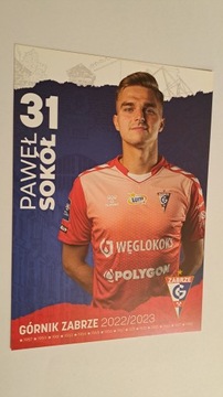 PAWEŁ SOKÓŁ - GÓRNIK ZABRZE 2022/2023 KARTA AUTOGRAFOWA - ZDJĘCIE