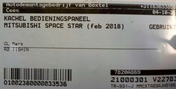 MITSUBISHI SPACE STAR PANEL VENTILACE KLIMATIZACE