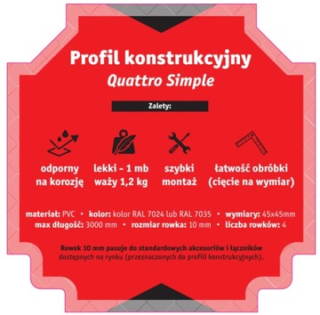 Строительный профиль, Bosch, Quattro Simple, ПВХ, легкие конструкции