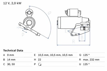 BOSCH STARTÉR CHRYSLER SEBRING DODGE AVENGER CALIBER JOURNEY JEEP