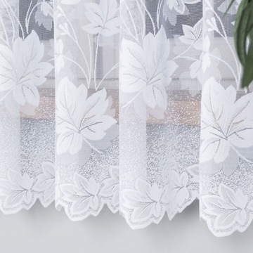 Firanka gotowa z taśmą do kuchni z liściastym wzorem 400x180 cm