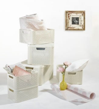 ИЗОГНУТАЯ КОРЗИНА КОРЗИНА С КРЫШКОЙ СТИЛЬ ИЗ РОТАНГА L БЕЛАЯ