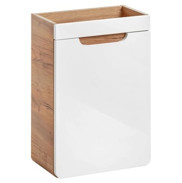 Małą Wąska Szafka pod Umywalkę 40 cm Wisząca Biały Połysk Dąb Craft ARUBA