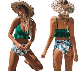 STRÓJ KĄPIELOWY BIKINI WYSOKI STAN KWIATY FLORAL