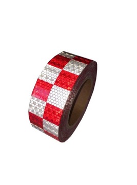 Taśma Odblaskowa grubość 22 mx 5 cm czerwono biała