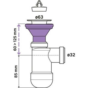 Сифон для умывальника-бутылки PR3-D4NNA-004 EQUATION