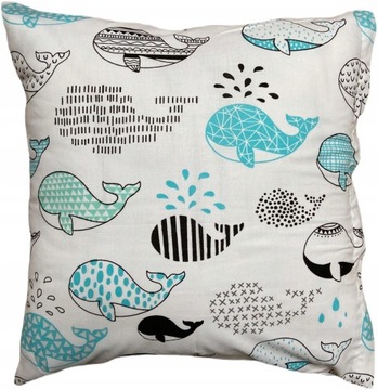 POSZEWKA JAŚ 40X40 WIELORYB 100% BAWEŁNA