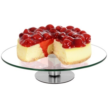 SZKLANA PATERA NA CIASTO TORT OWOCE NA NÓŻCE 30 CM