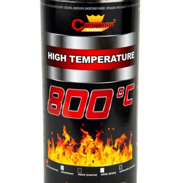 CHAMPION 400ml CZARNY 800 oC EMALIA WYSOKOTEMPERATUROWA FARBA LAKIER ŁÓDŹ