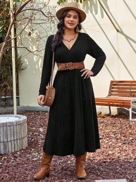 SHEIN VCAY Plus Solidna sukienka z dekoltem w szpic bez paska XL