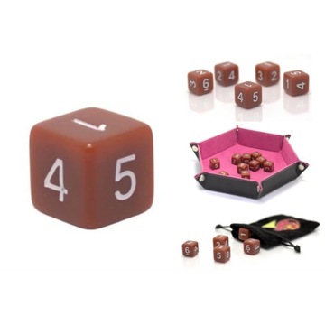 KOSTKA 1,6 CM RPG BRĄZOWA KOŚĆ SZEŚCIOŚCIENNA K6