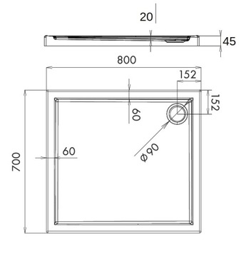 Душевая кабина прямоугольная 80х70 см СКЛАДНАЯ двустворчатая + низкий душевой поддон 4,5