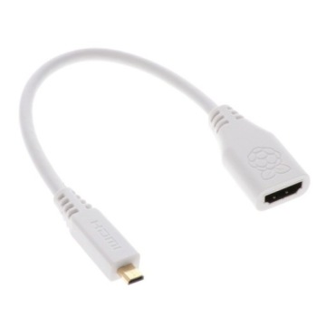 Raspberry Pi adapter Micro-HDMI na HDMI-A (F) z przewodem 235mm, biały
