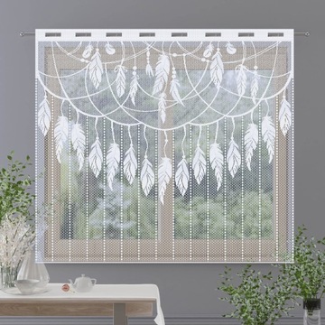 Panel żakardowy firanka z frędzlami Pióra 150x150 cm H641