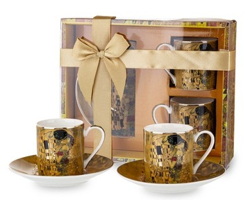 KPL.2 FILIŻANEK ESPRESSO FILIŻANKI KLIMT POCAŁUNEK
