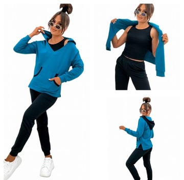 DRES DAMSKI KOMPLET 3CZĘŚCIOWY BLUZA TOP SPODNIE BAWEŁNA rXL PRODUKT POLSKI