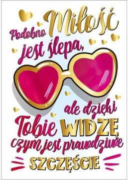 Kartka WALENTYNKOWA Miłość jest Ślepa Prezent