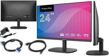 MONITOR DO KOMPUTERA FHD 100HZ HDMI VGA BEZRAMKOWY KRUGER MATZ E-LED 24''