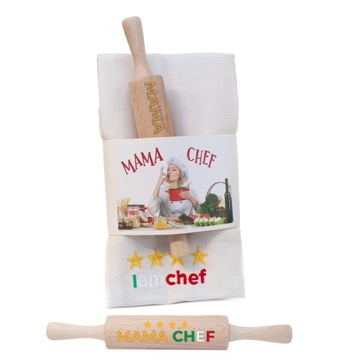 Zestaw - Ściereczka + Wałek - Mama Chef, Prezent na Dzień Mamy Matki