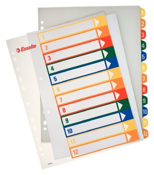 Przekładki PP Esselte A4 Maxi - Numeryczne 1-12