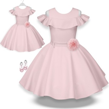 Sukienka WIZYTOWA ELEGANCKA falbany ROZŁOŻYSTA OLA pink 122 RIMKO POLSKA