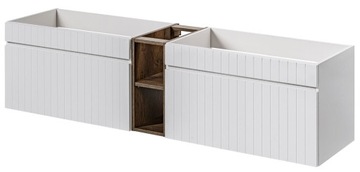 BIAŁA Szafka pod Umywalkę 180 cm Wisząca FREZOWANY FRONT Szuflady REGAŁ