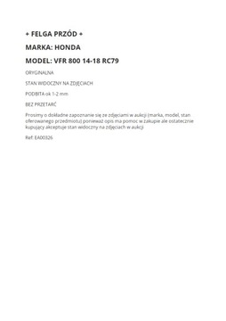 ОБОД ПЕРЕДНЕГО КОЛЕСА MJM HONDA VFR 800 RC79 14 +