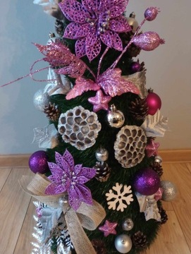 Елка 80СМ украшенная светодиодными лампочками КОНУС со светодиодной декорацией ГОТОВО