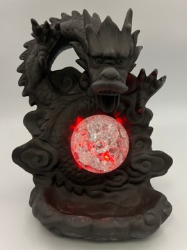 Ceramiczny kominek zapachowy Backflow, ceramika, Świecący smok, 17 cm