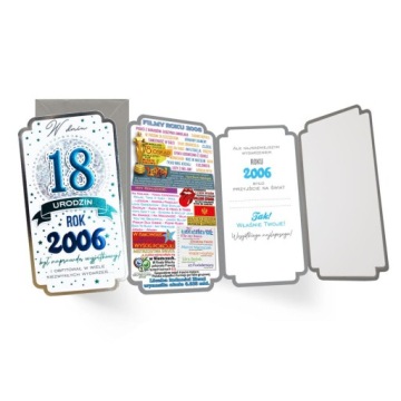 KARTKA 18 URODZINY OSIEMNASTKA ROK 2006 1szt