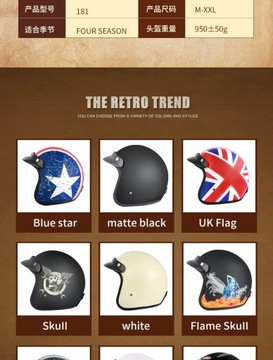 2023 New Arrival Motorcycle Helmet Dot Approved Retro Motorcycle Capacete U