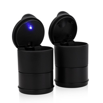 ЧЕРНАЯ СВЕТОДИОДНАЯ АВТОПЕПЕЛЬНИЦА, КОРЗИНА ВМЕСТО КРУЖКИ