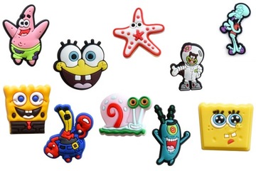 10x Wpinki / Przypinki do butów Crocs i podobnych - Spongebob
