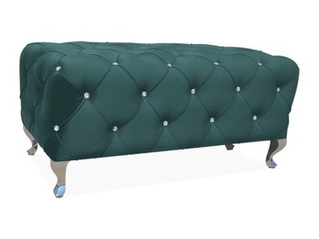 PUF/ ŁAWKA GLAMOUR VELVET ZIELONY SREBRO KRYSZTAŁY