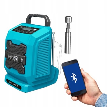 DEDRA RADIO AKUMULATOROWE bluetooth budowlane USB