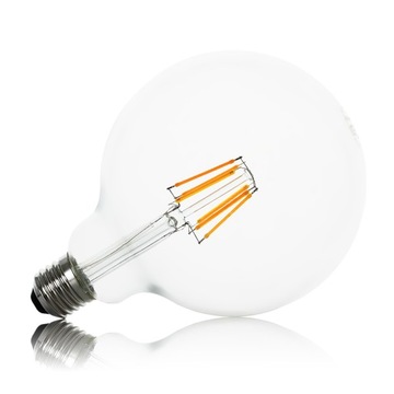 Żarówka LED E27 Filament Ozdobna 8W Edison G125 BAŃKA DUŻA ciepła