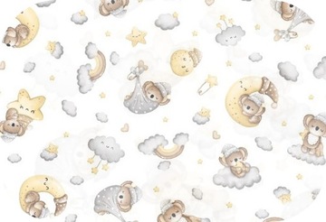 Pielucha Flanelowa 80x80 Miś Księżyc Szary