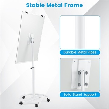 Подставка для флипчарта, 100 х 65 см. Мобильная доска на колесиках, сухостираемая.