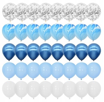 ZESTAW 40 SZT BALONÓW ŚLUB URODZINY WESELE CHRZEST BABY SHOWER KONFETII