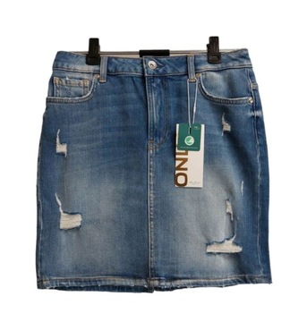 Only jeansowa spódnica mini z przetarciami M