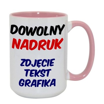 DUŻY KUBEK XXL Z TWOIM NADRUKIEM - RÓŻOWE DODATKI