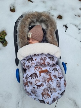 ПРЕМИУМ BABYMAM УТЕПЛЕННЫЙ СПАЛЬНЫЙ МЕШОК ДЛЯ КОЛЯСКИ, САНОК, С МЕХОМ