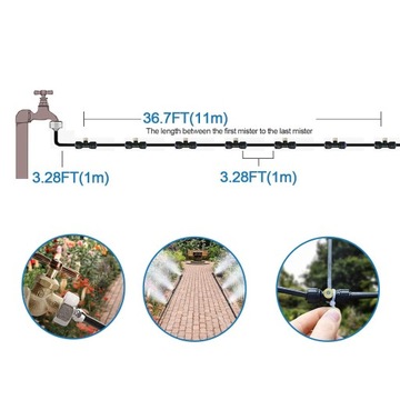 Система охлаждения и увлажнения воды с распылителем воды для патио и сада, 12 м