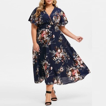 Zwiewna sukienka w kwiaty PLUS SIZE 46 3XL