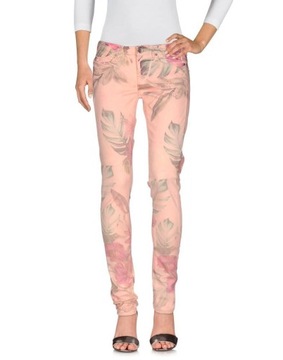 Spodnie GUESS JEGGING damskie w kwiaty różowe W25