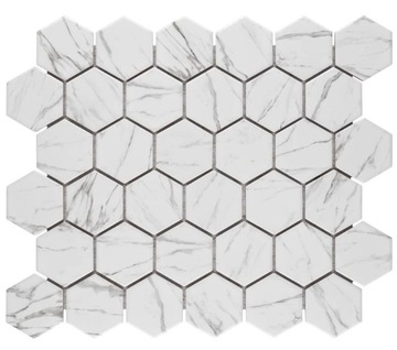 PŁYTKI CERAMICZNE MOZAIKA MARBLE CARRARA MARMUR POŁYSK HEKSAGON