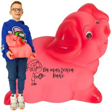 DUŻA SKARBONKA ŚWINKA Z NAPISEM IMIENIEM TWÓJ NAPIS PERSONALIZOWANA RÓŻOWA